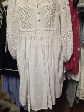 NEW SCARLETT POPPIES women's embroidered dress in simply white